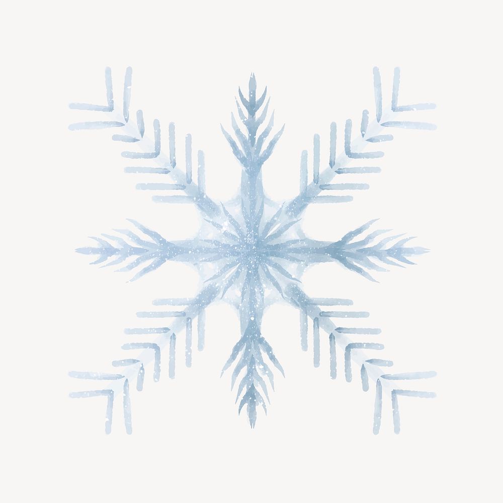 Aesthetic snowflake sticker, watercolor design vector