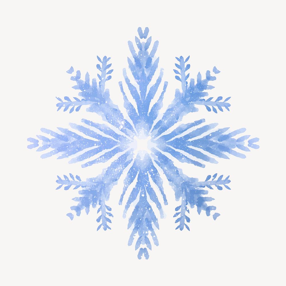Aesthetic snowflake sticker, watercolor design vector