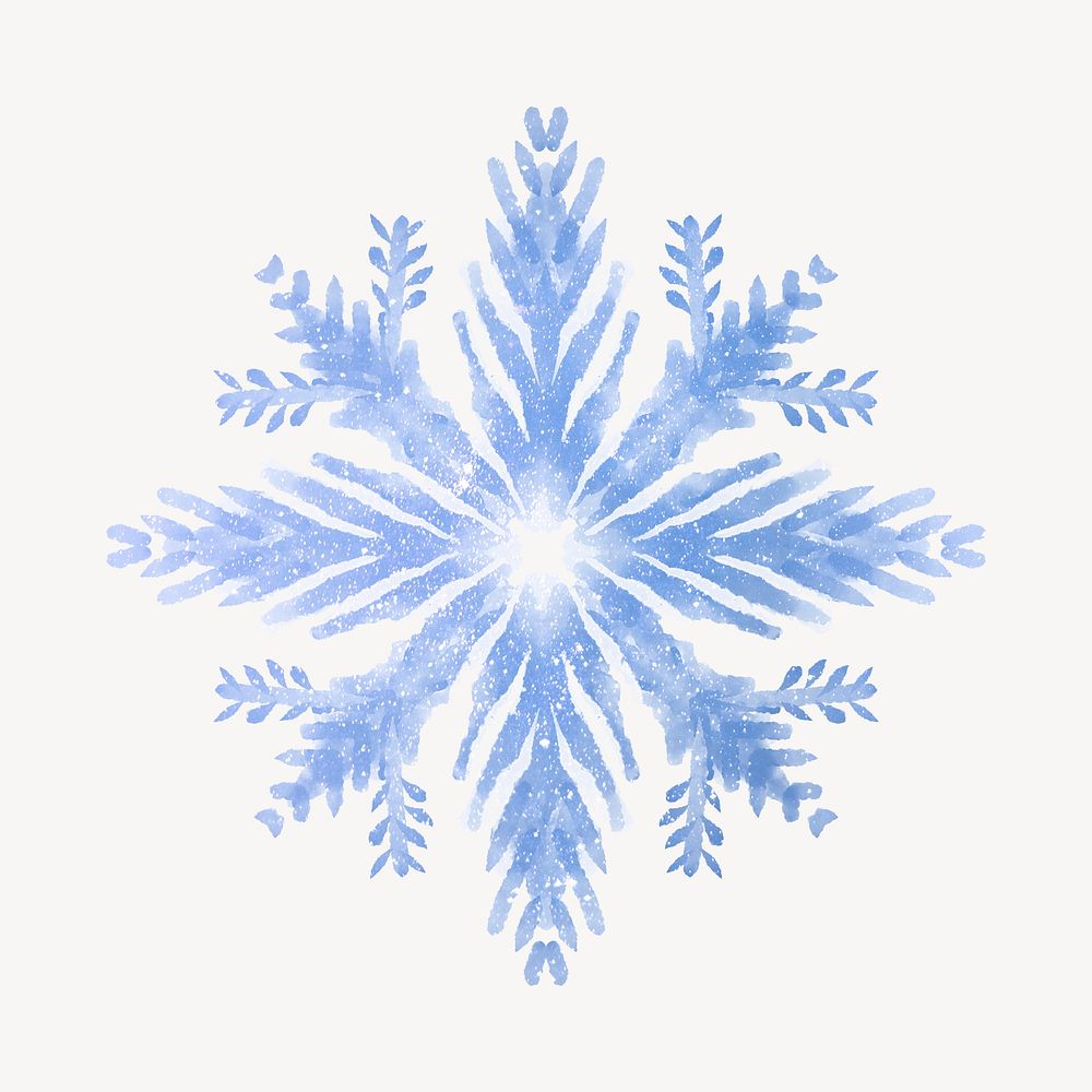 Aesthetic snowflake clipart, watercolor design psd