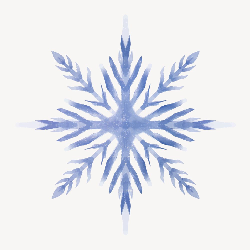 Aesthetic snowflake sticker, watercolor design vector