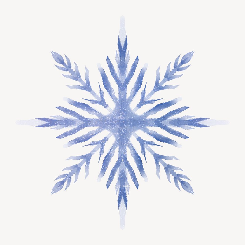 Aesthetic snowflake clipart, watercolor design