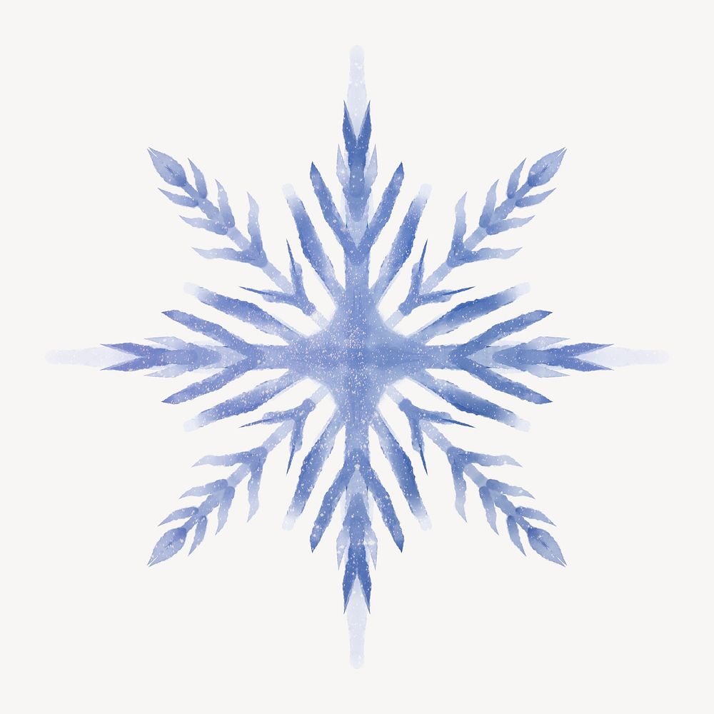Aesthetic snowflake clipart, watercolor design psd