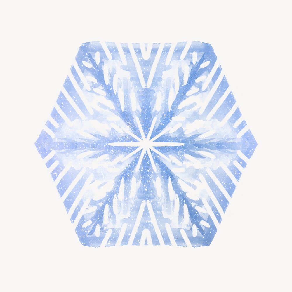 Aesthetic snowflake clipart, watercolor design