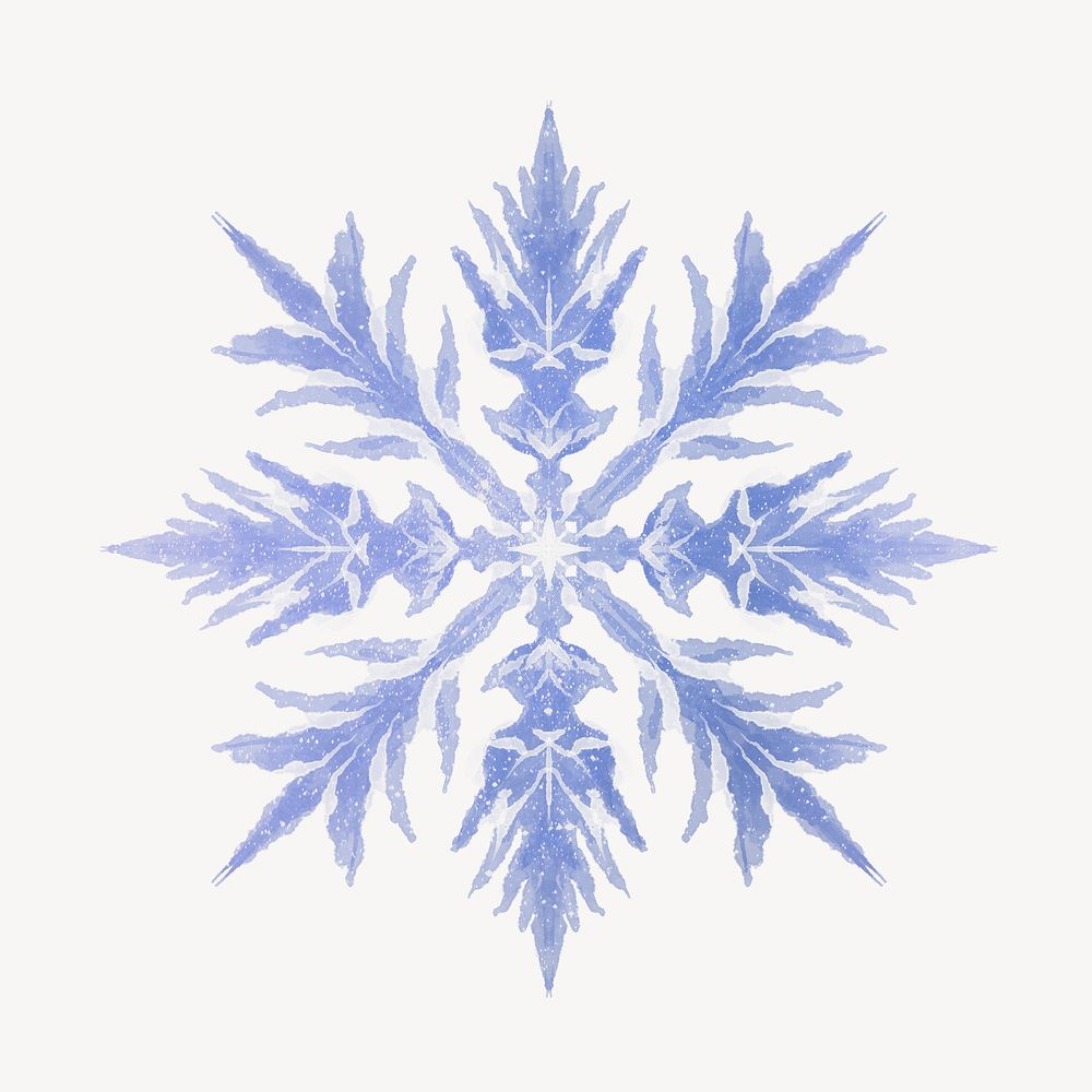 Aesthetic snowflake clipart, watercolor design