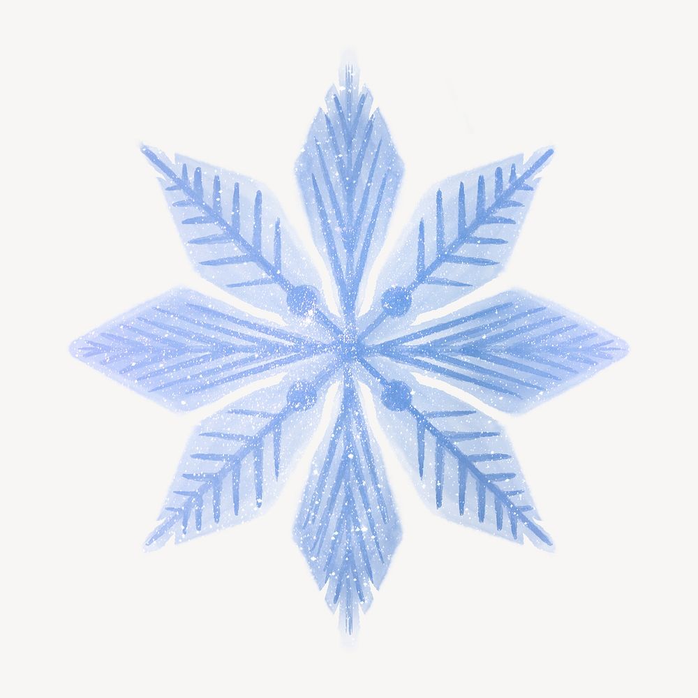 Aesthetic snowflake clipart, watercolor design