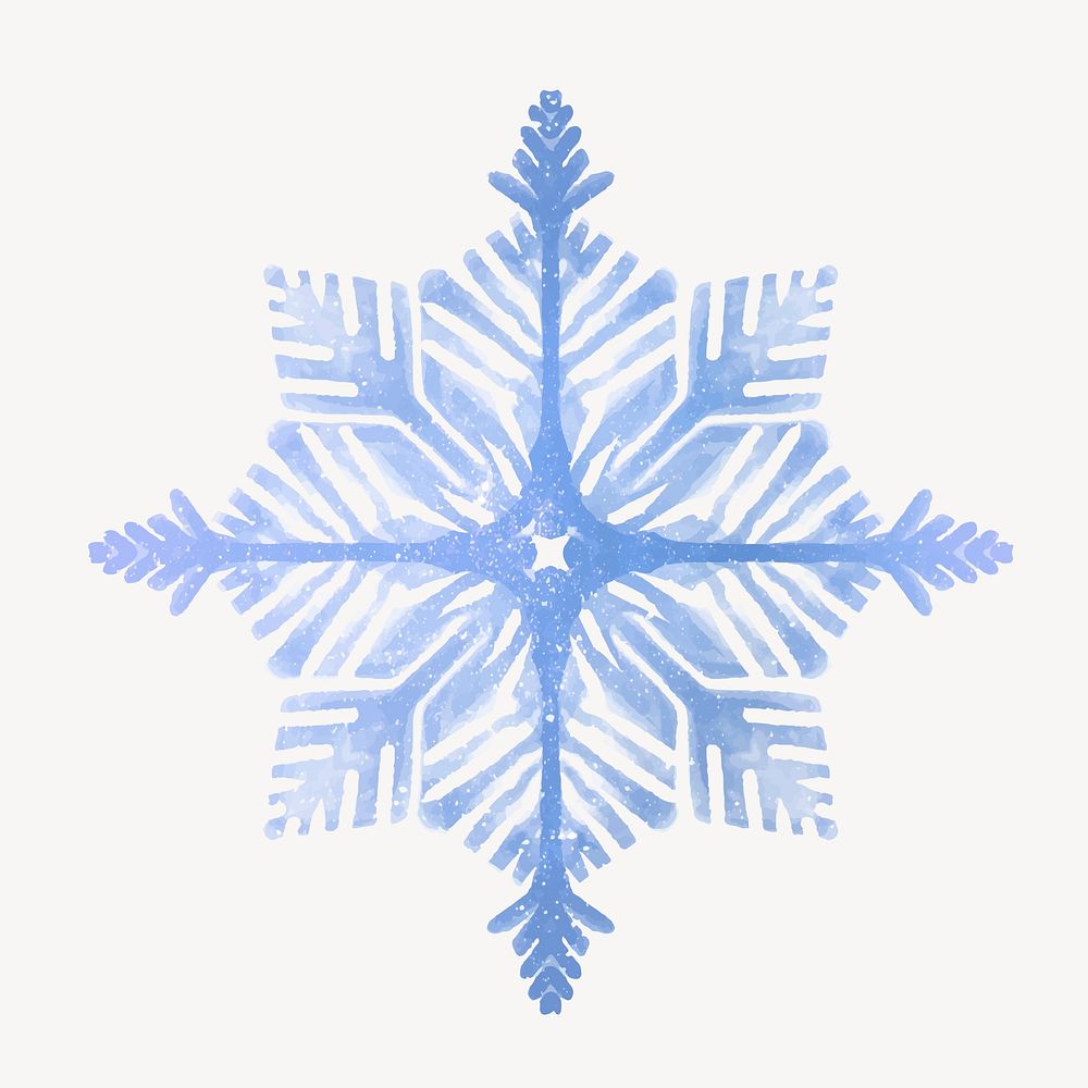 Aesthetic snowflake sticker, watercolor design vector