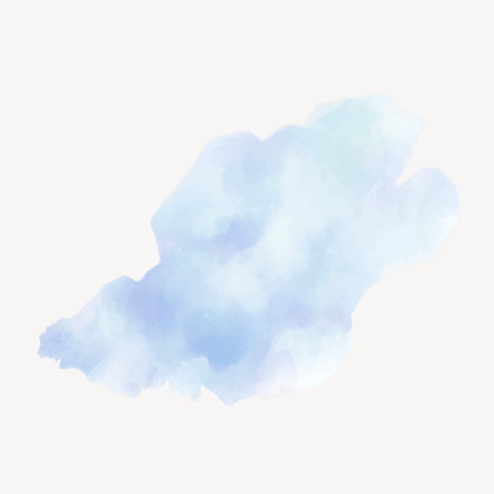 Aesthetic cloud sticker, watercolor design vector