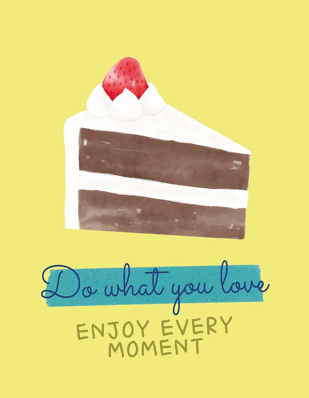 Cute cake flyer template, watercolor design psd