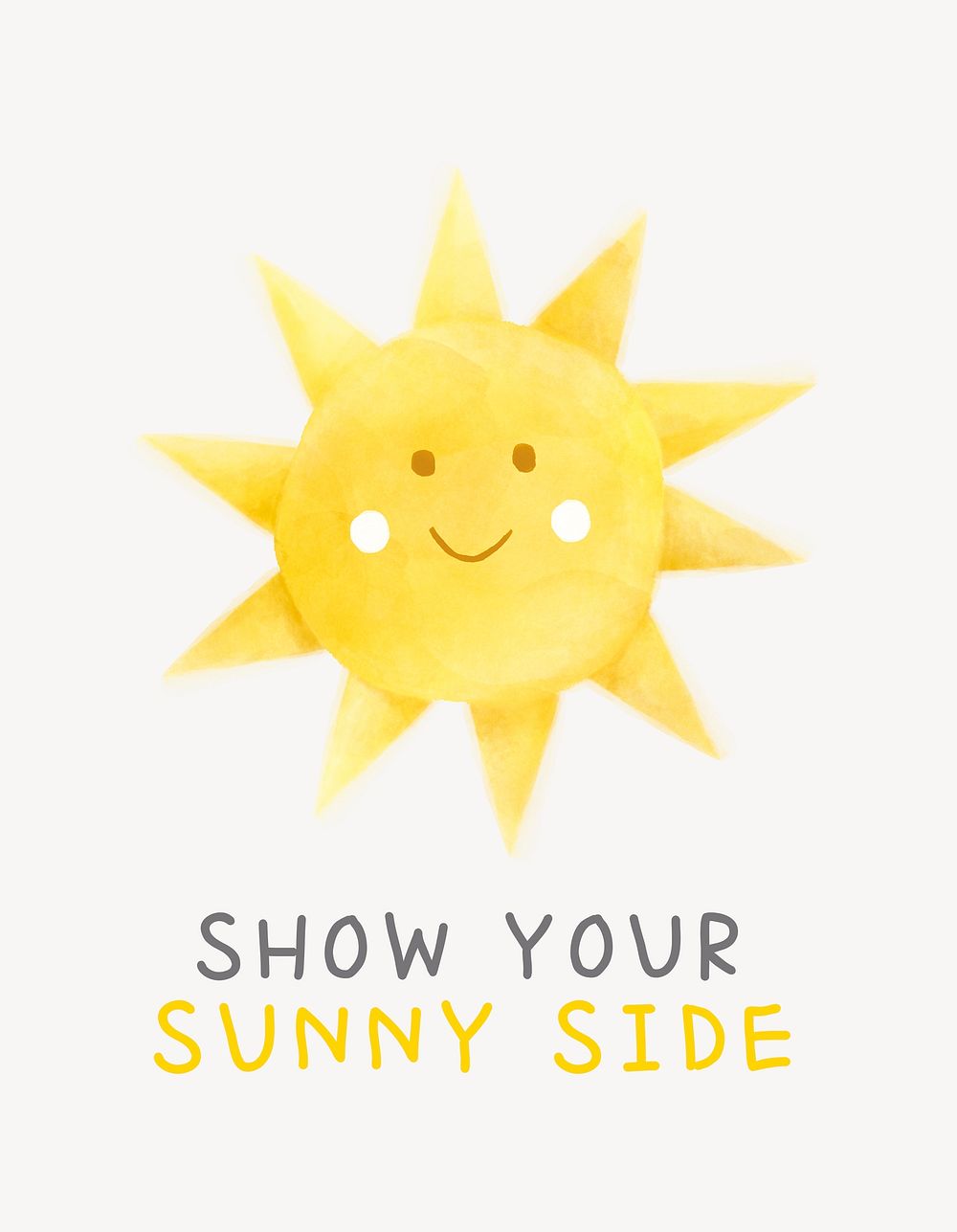 Cute sun flyer template, watercolor design psd