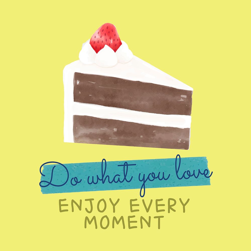 Cute cake Instagram post template, watercolor design vector
