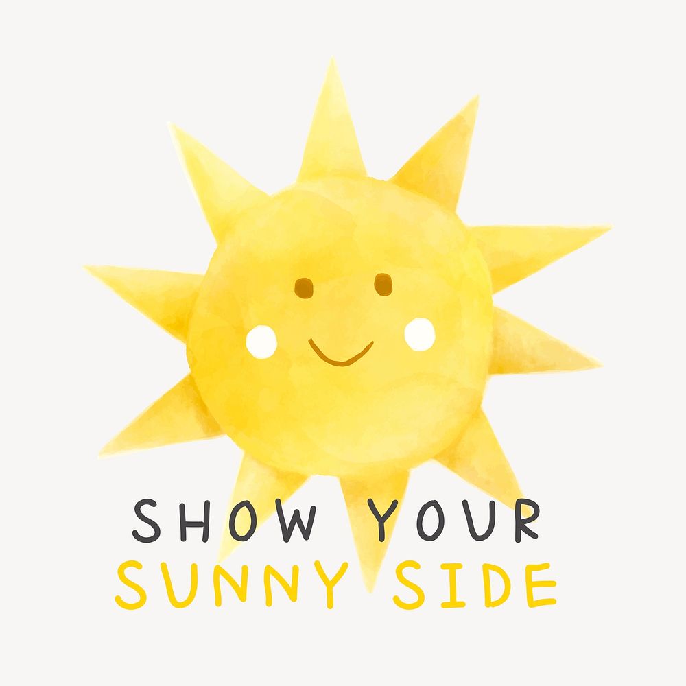 Cute sun Instagram post template, watercolor design vector