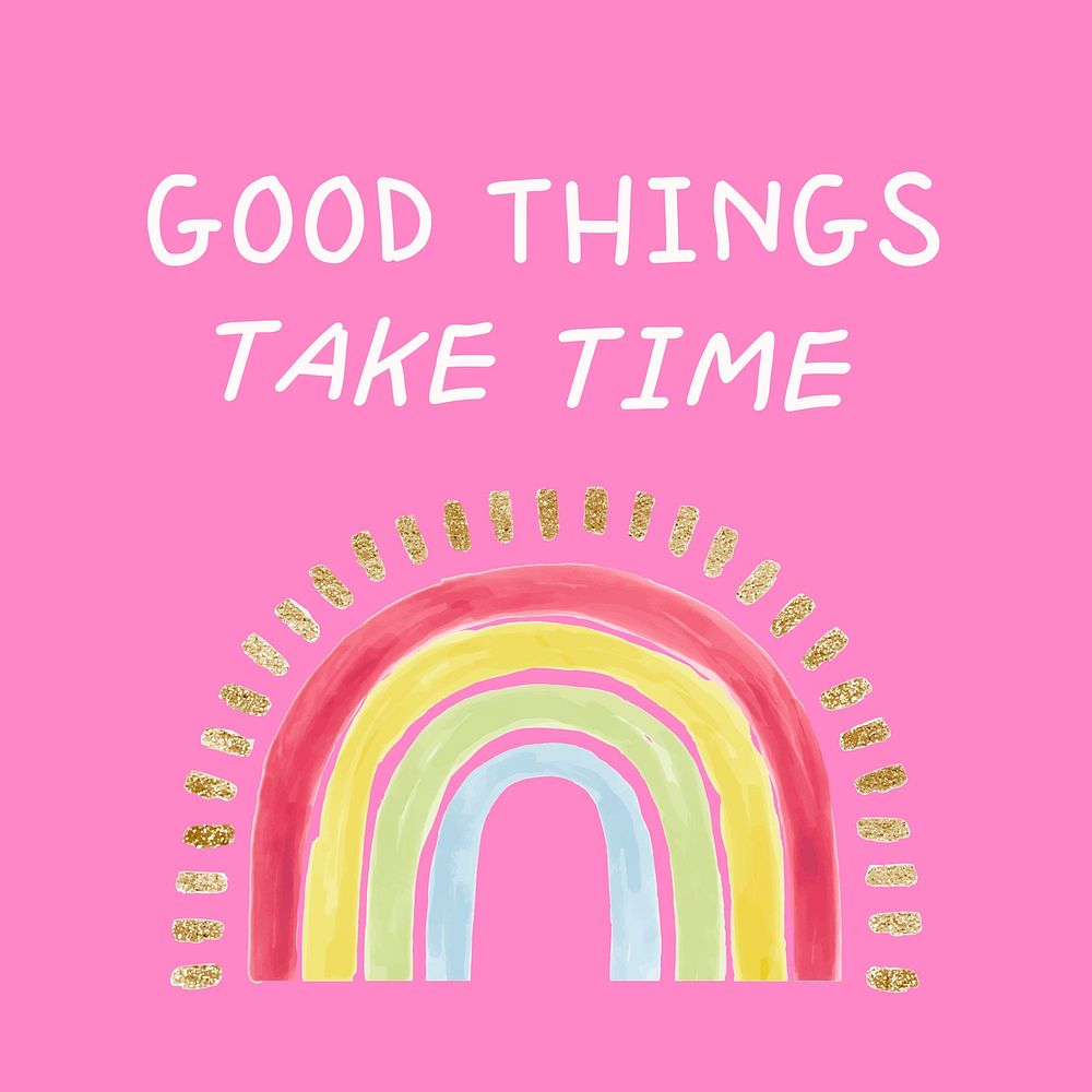 Cute rainbow Instagram post template, watercolor design vector