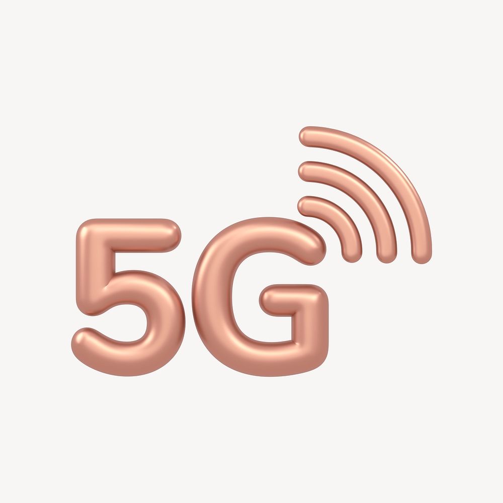 5G icon, 3D rose gold design