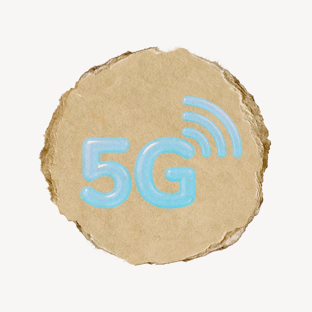 5G network, 3D ripped paper psd