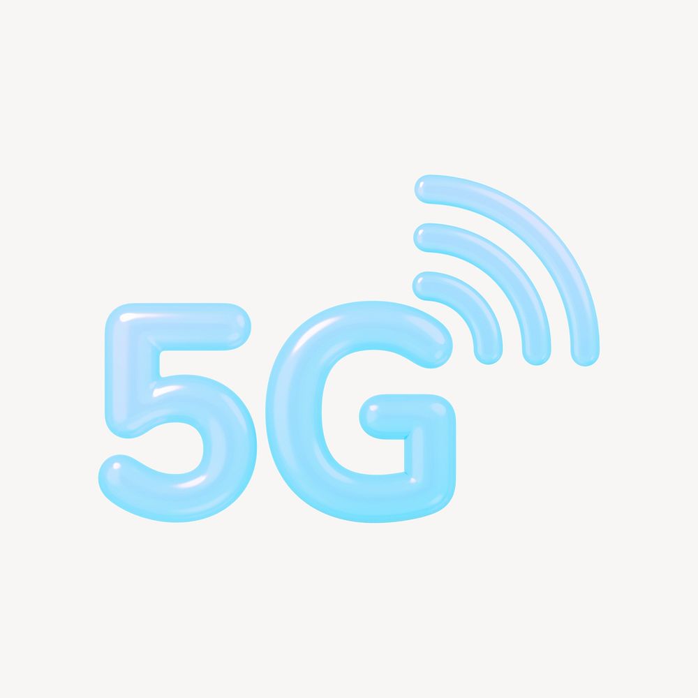 5G icon, 3D transparent design psd
