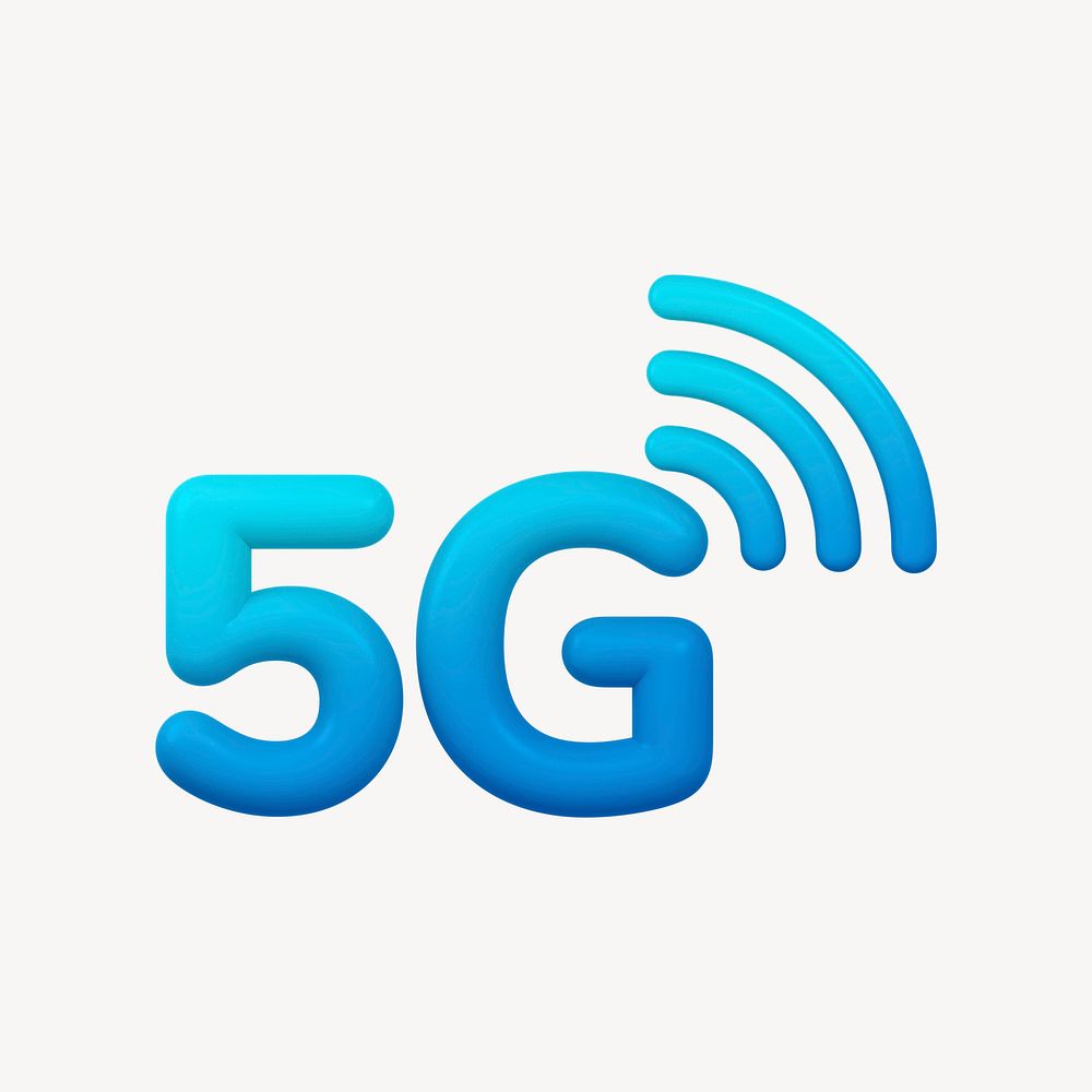 5G icon, 3D gradient design psd