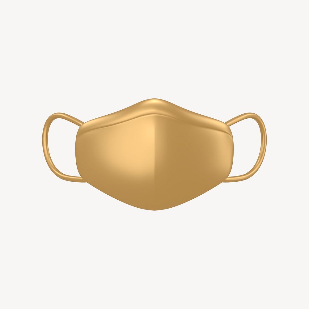 Face mask icon, 3D gold design