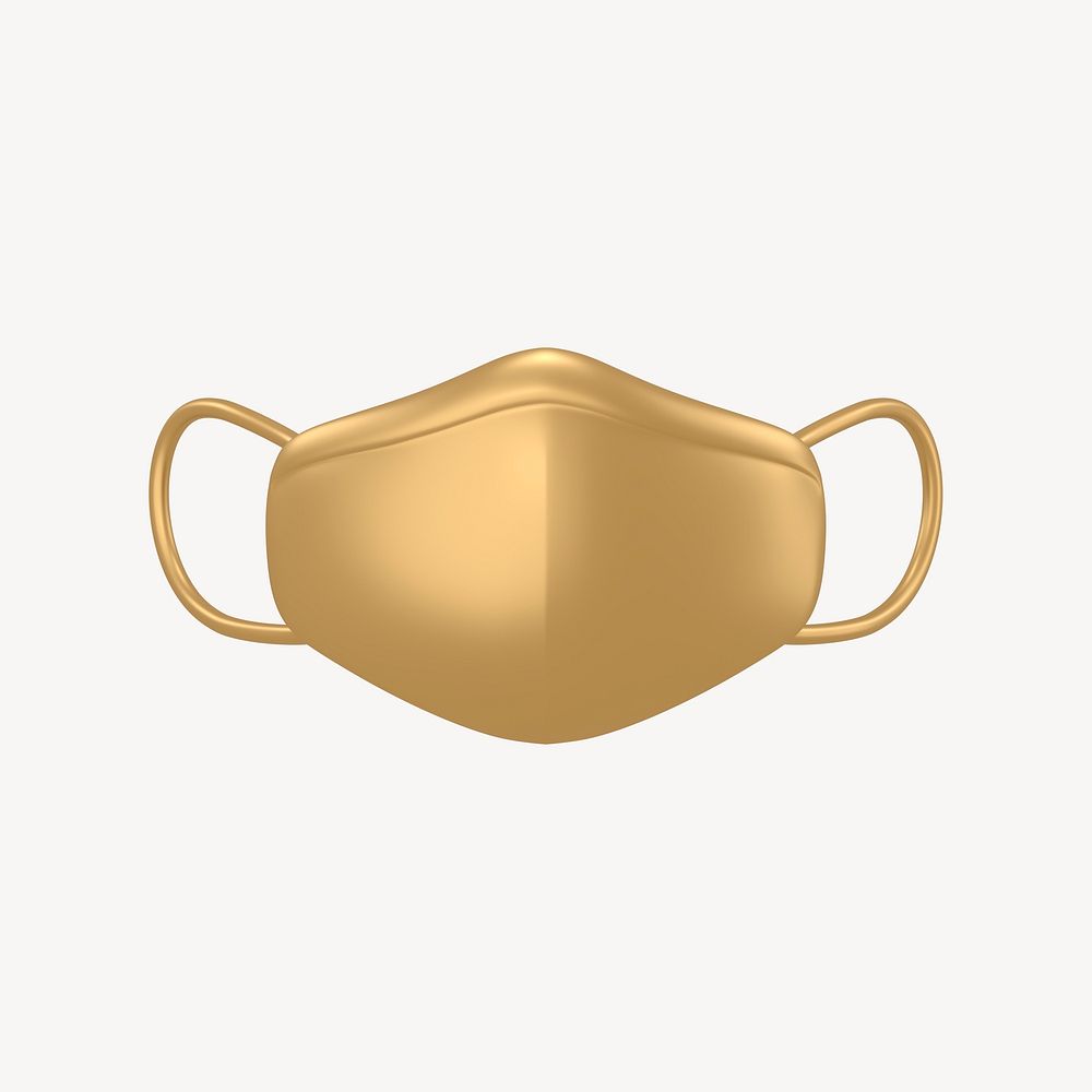 Face mask icon, 3D gold design psd