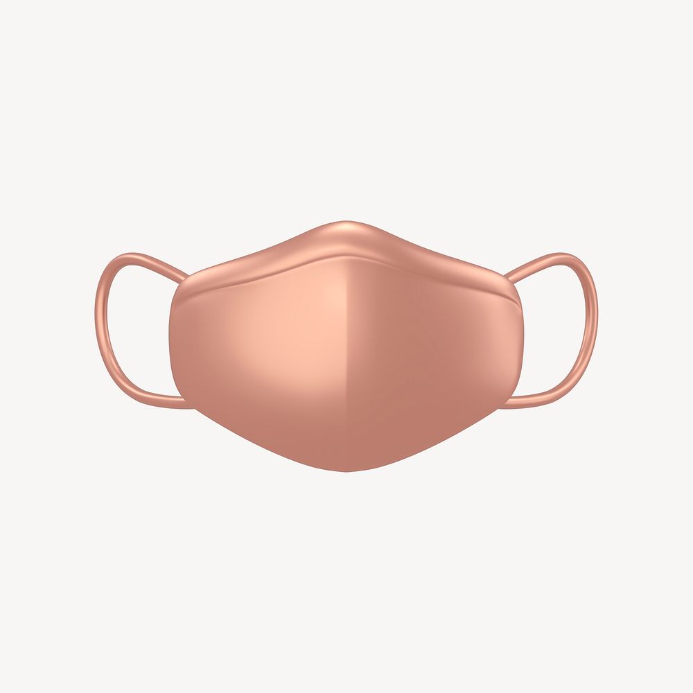 Face mask icon, 3D rose gold design psd