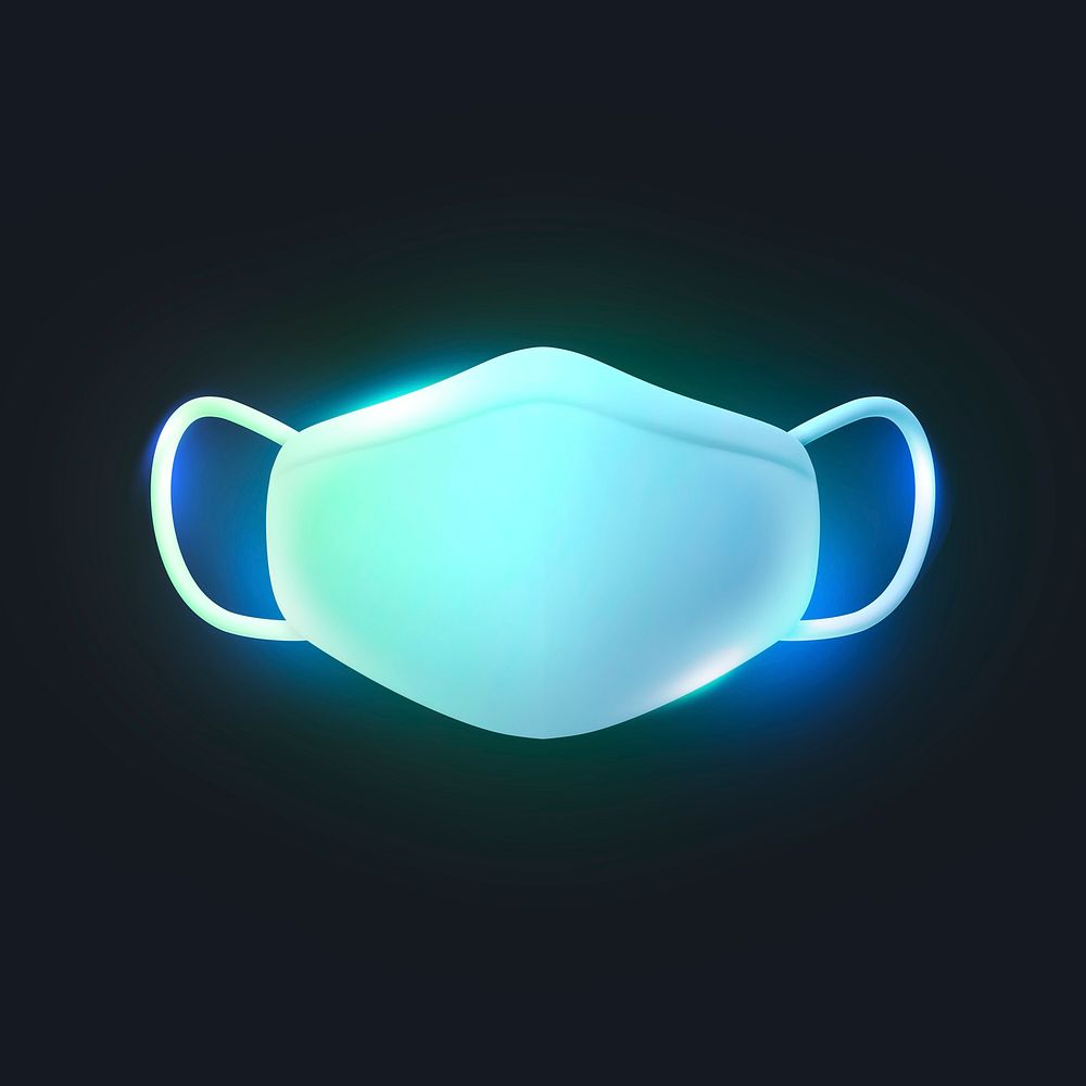 Face mask icon, 3D neon glow psd
