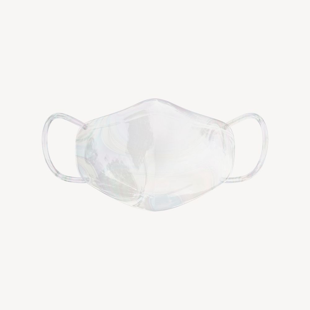 Face mask icon, 3D crystal glass psd