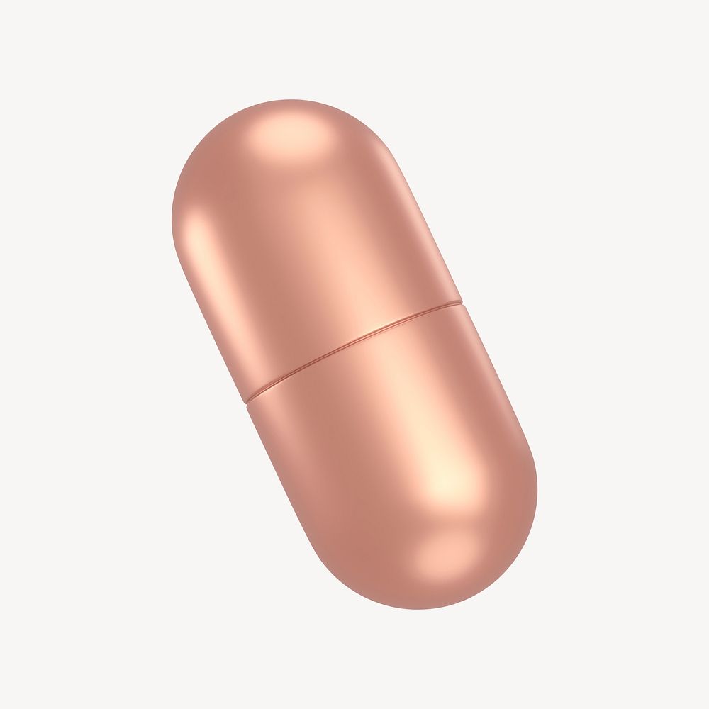 Capsule icon, 3D rose gold design psd