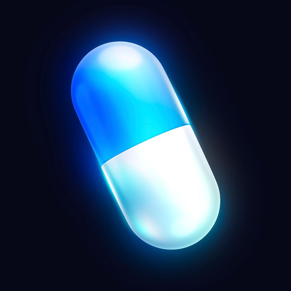 Capsule icon, 3D neon glow psd