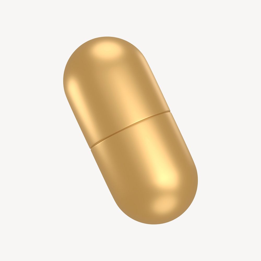 Capsule icon, 3D gold design