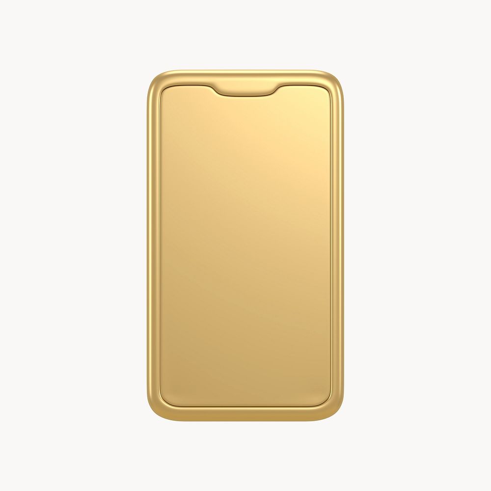 Smartphone icon, 3D gold design