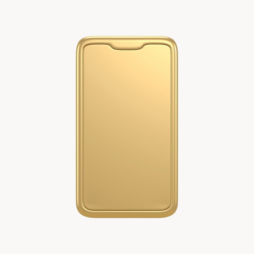 Smartphone icon, 3D gold design psd