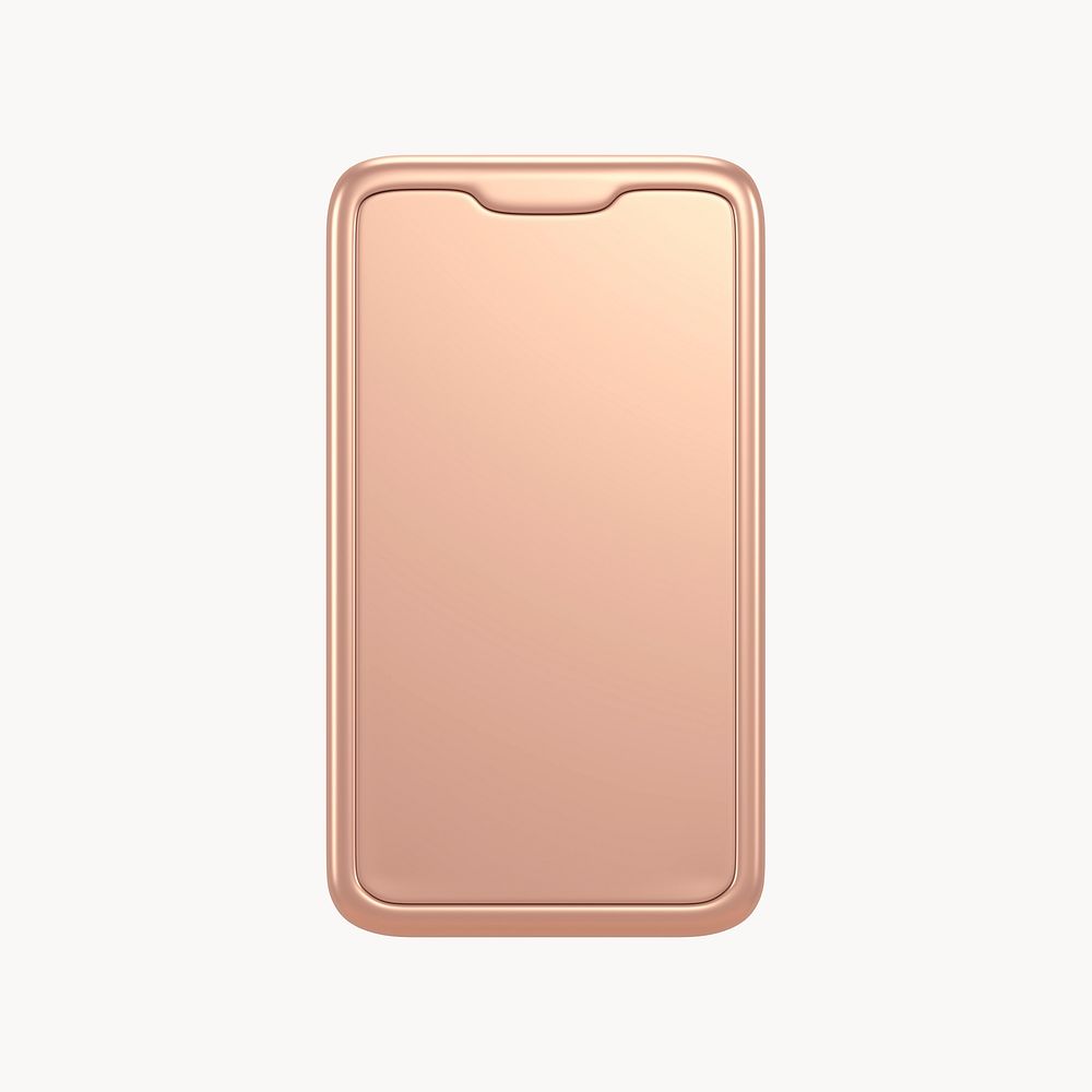Smartphone icon, 3D rose gold design psd