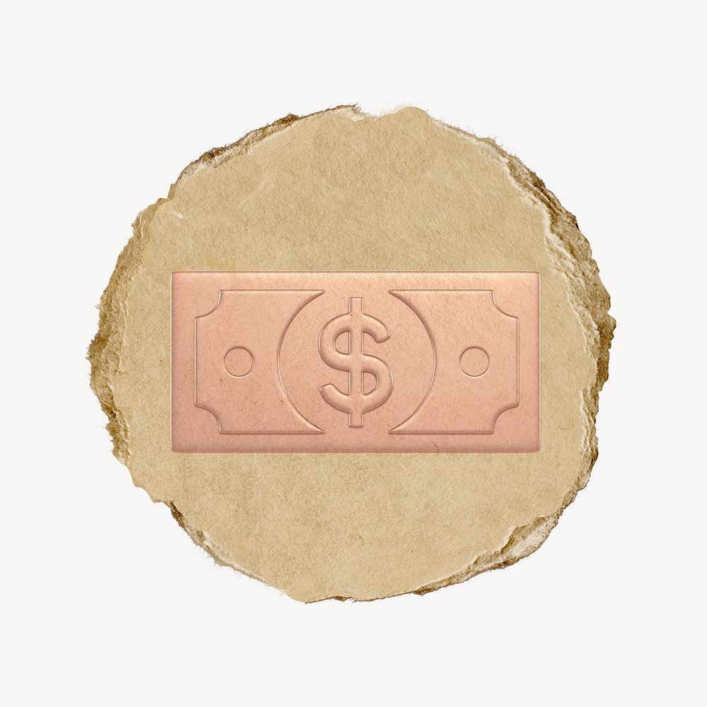 Dollar bill, money, 3D ripped paper psd