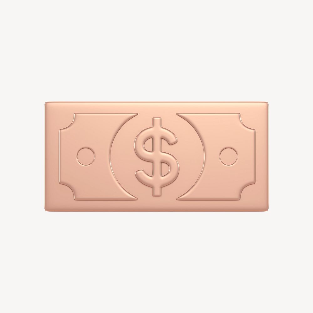 Money icon, 3D rose gold design psd