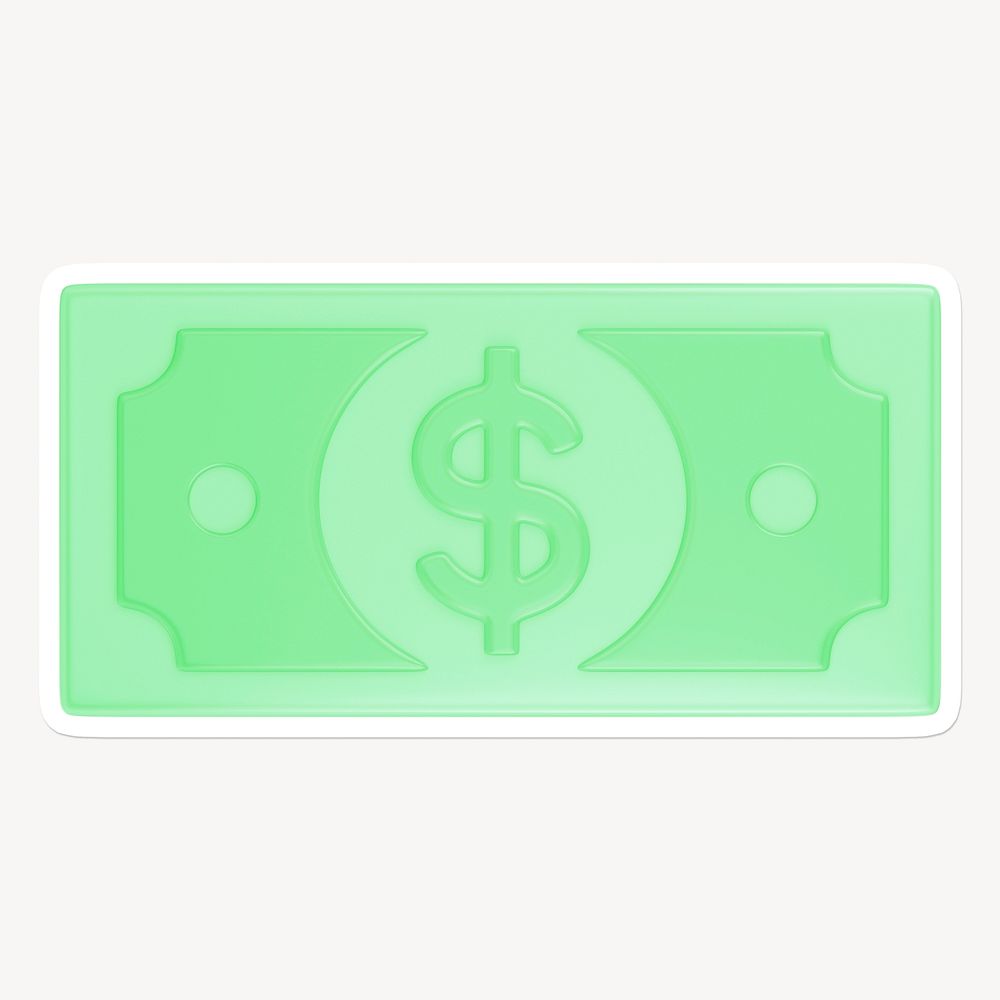 Dollar bill, money, 3D white border design
