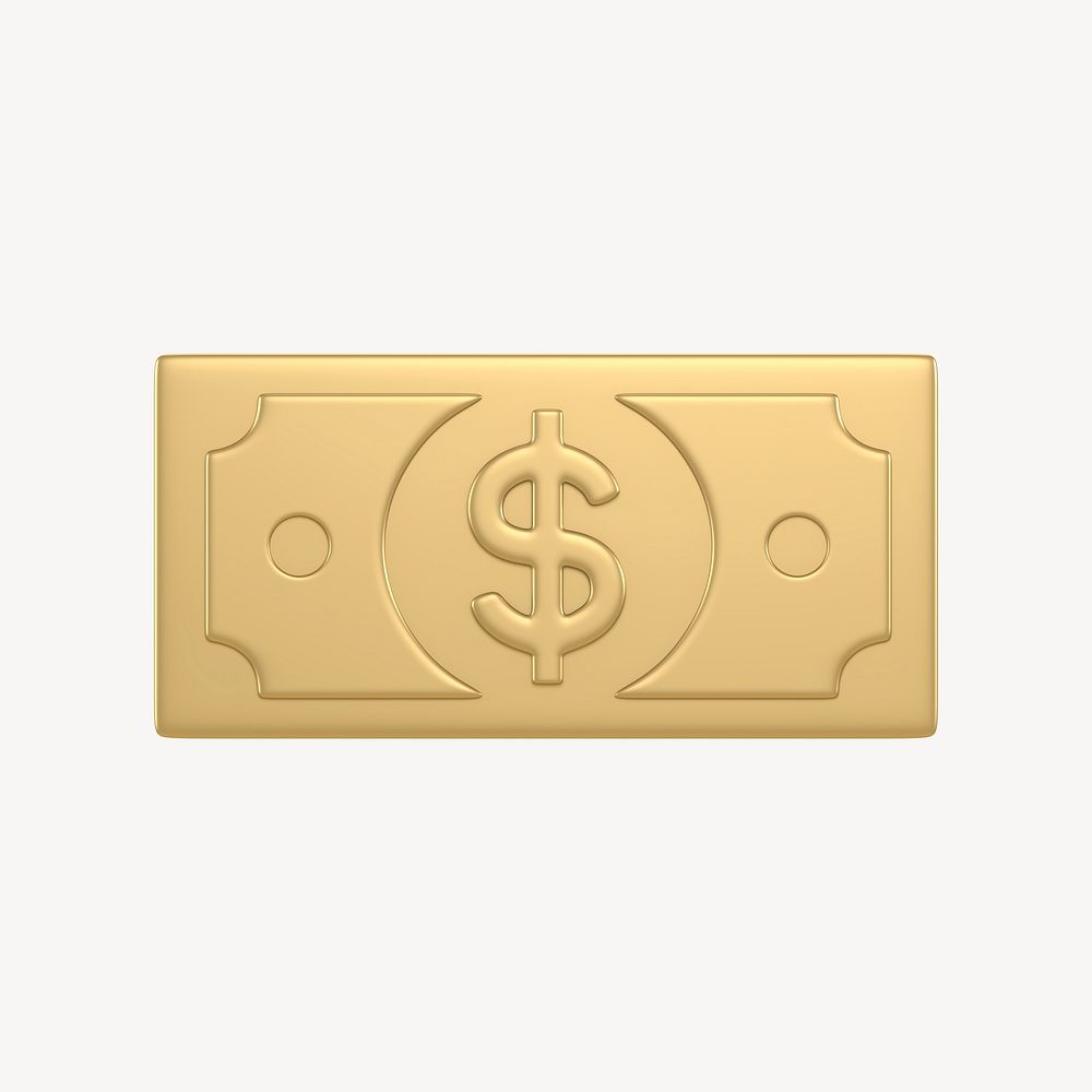 Money icon, 3D gold design psd