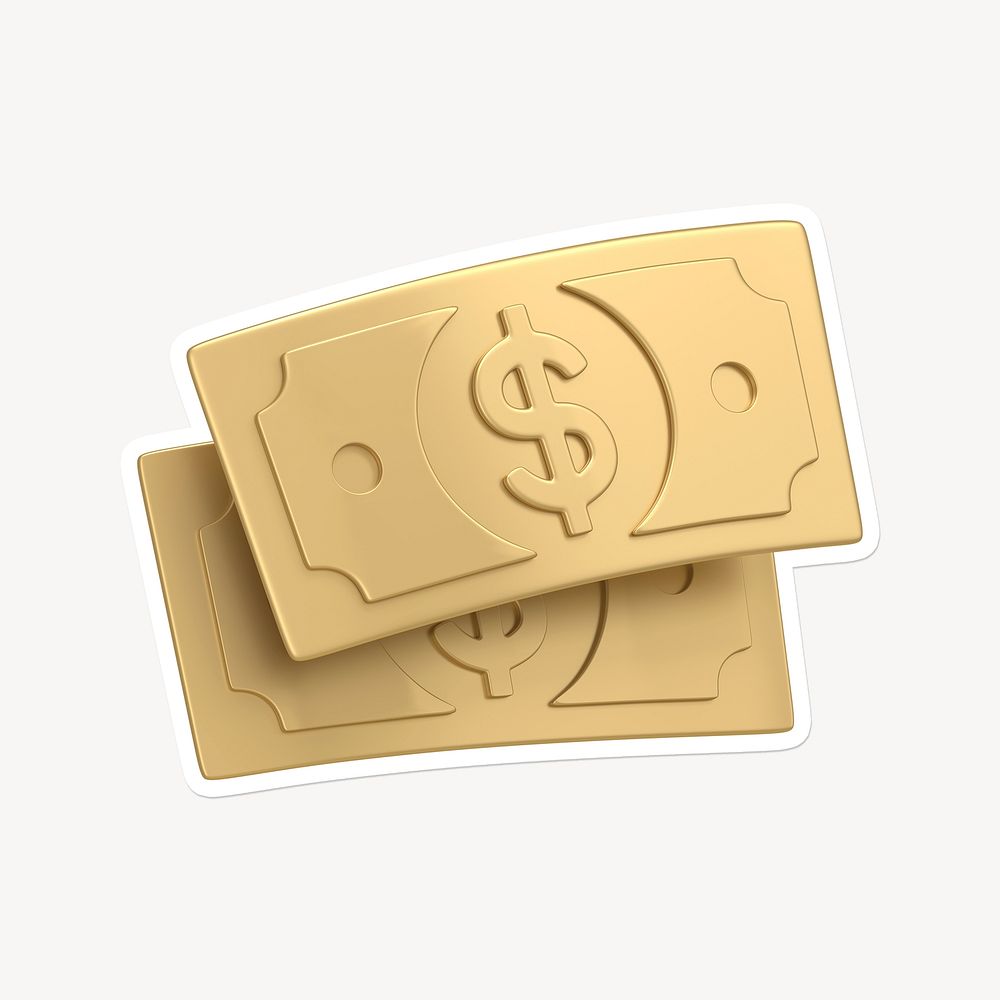 Dollar bills, money, 3D white border design