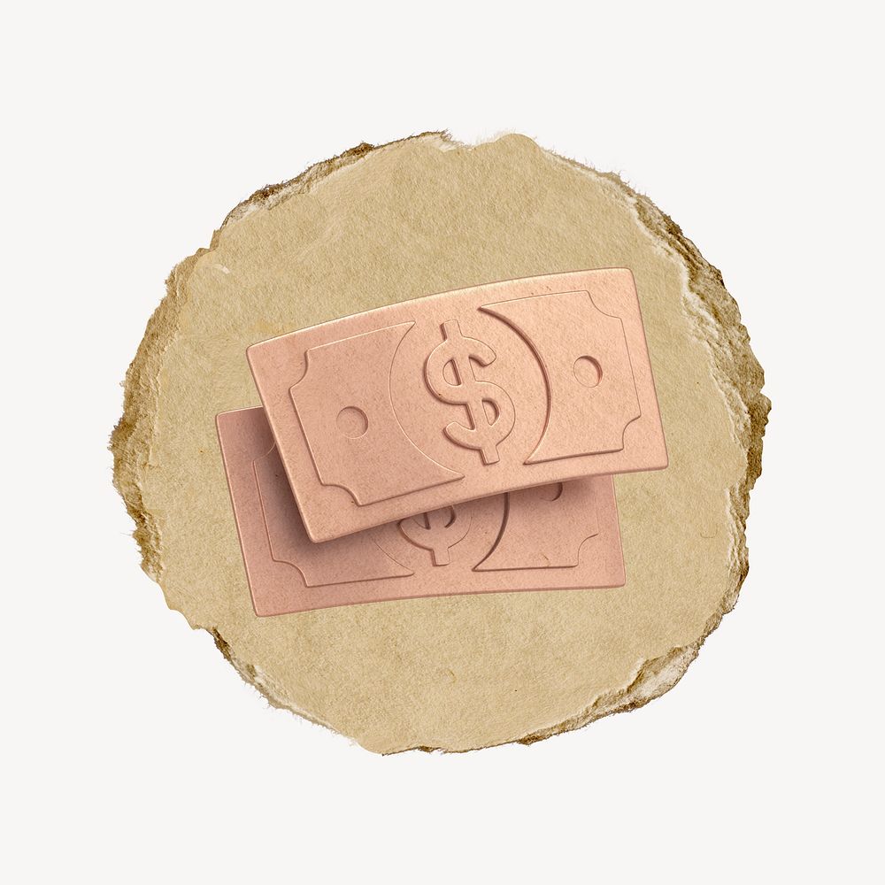 Dollar bills, money, 3D ripped paper psd