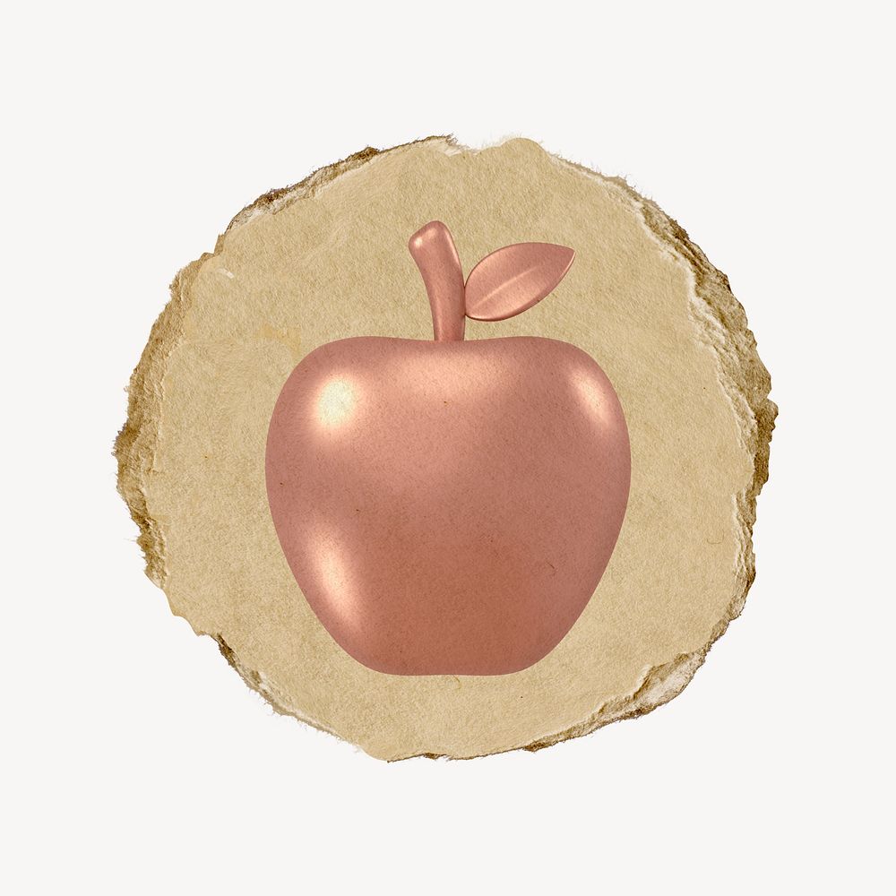 Pink apple, 3D ripped paper psd