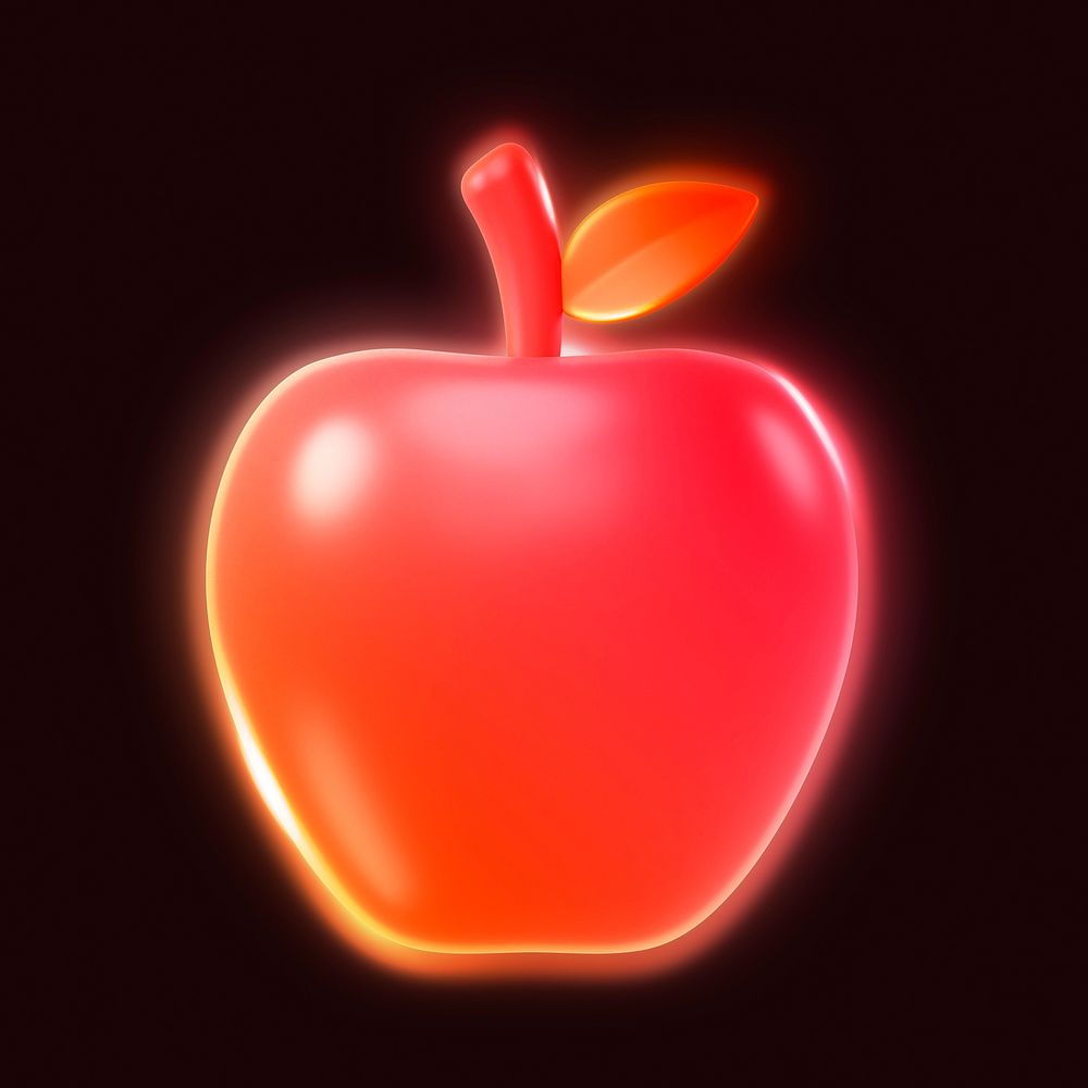 Apple icon, 3D neon glow