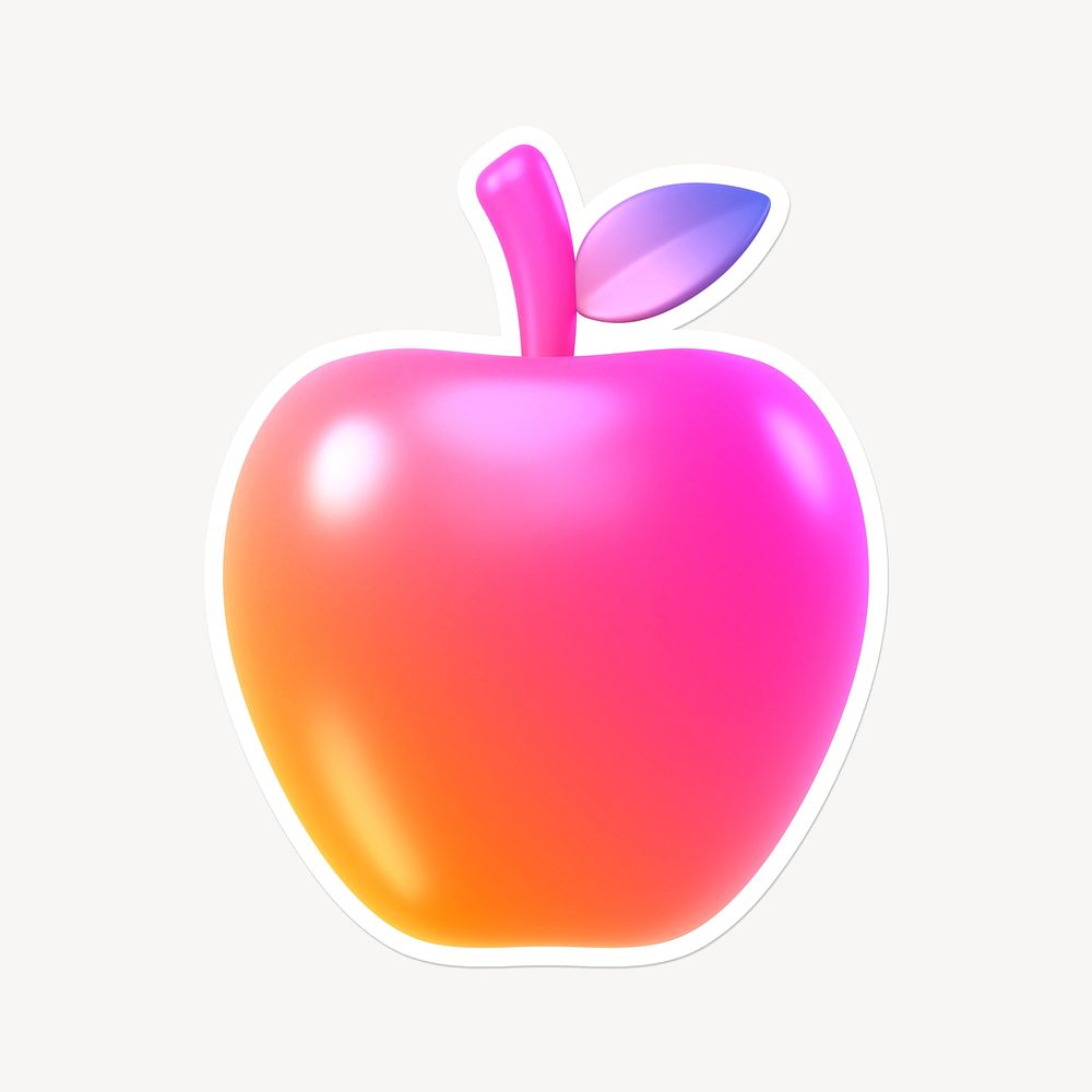 Pink apple, 3D gradient design with white border