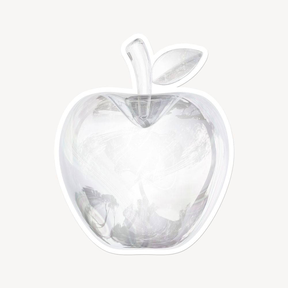 Apple, 3D glass, white border design