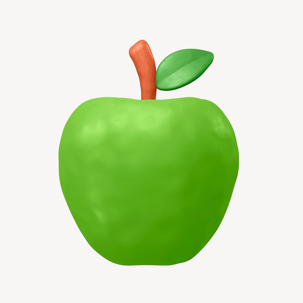 Apple icon, 3D clay texture design