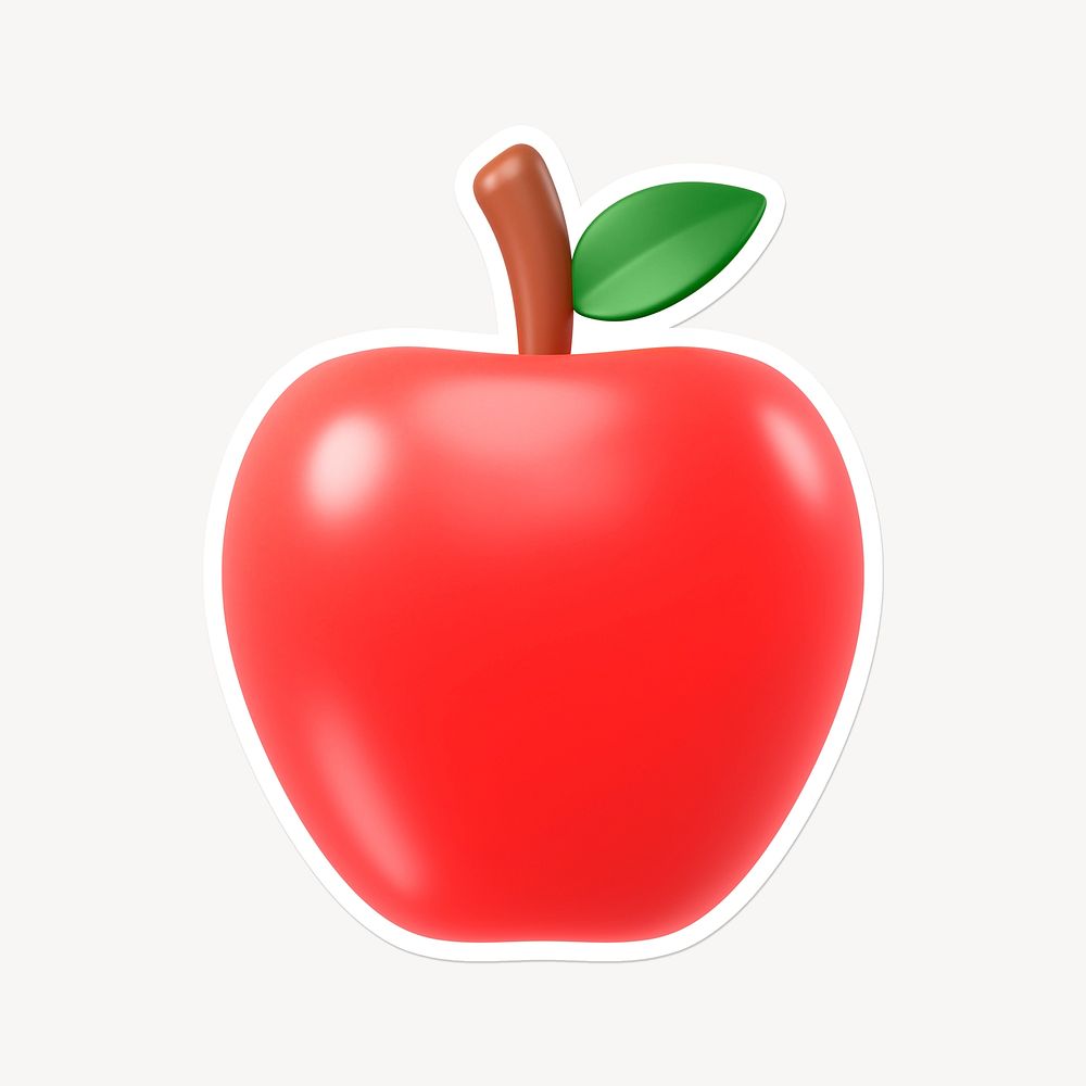 Red apple, 3D white border design