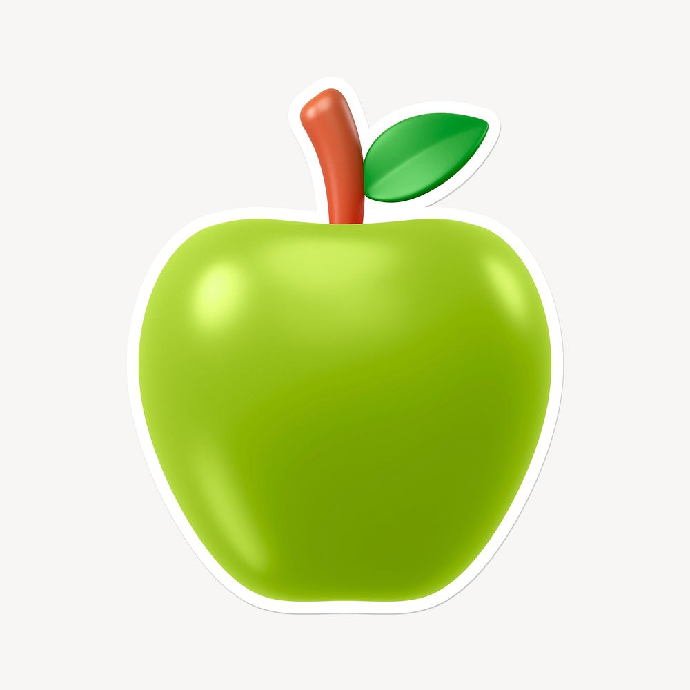 Green apple, 3D white border design