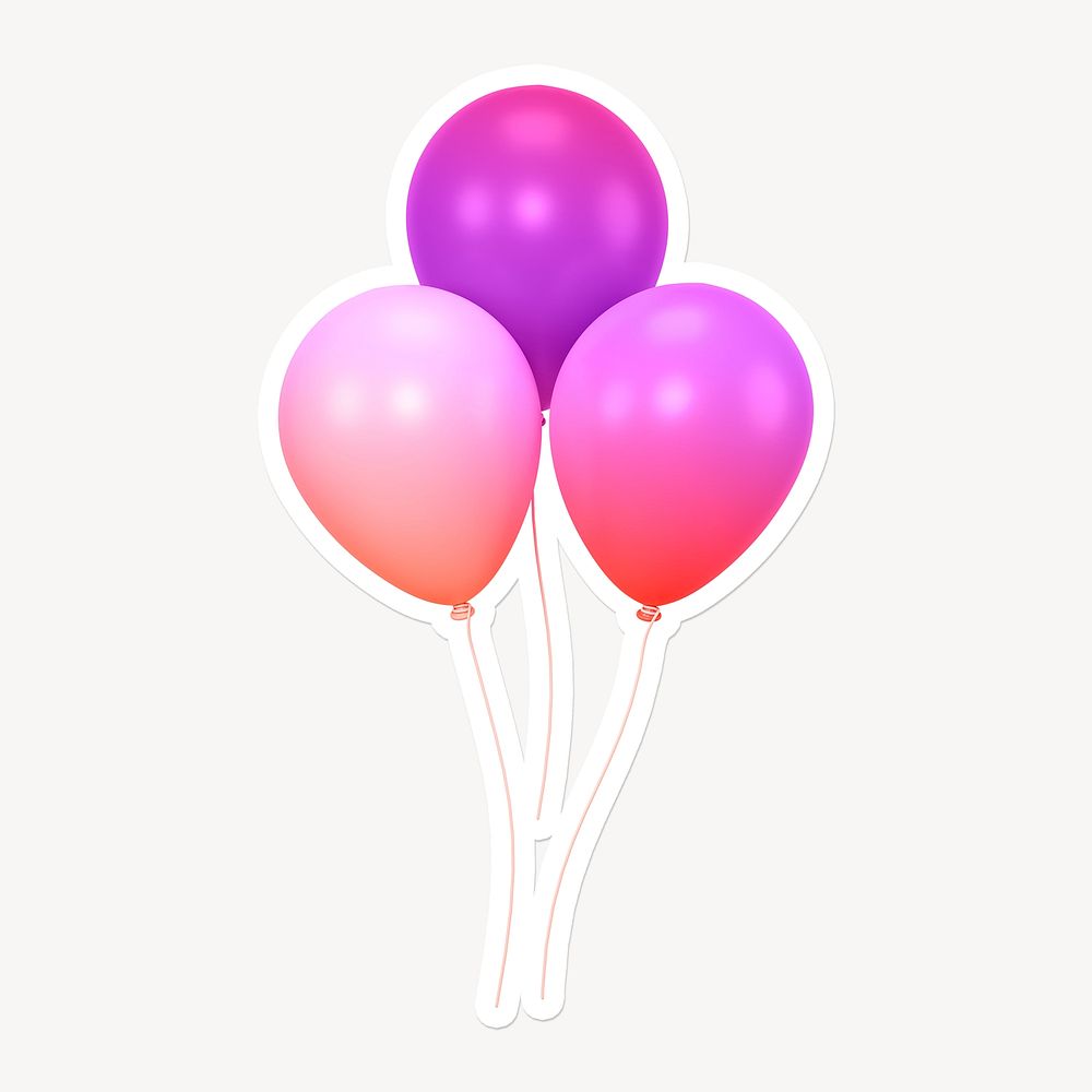 Party balloons, 3D gradient design with white border