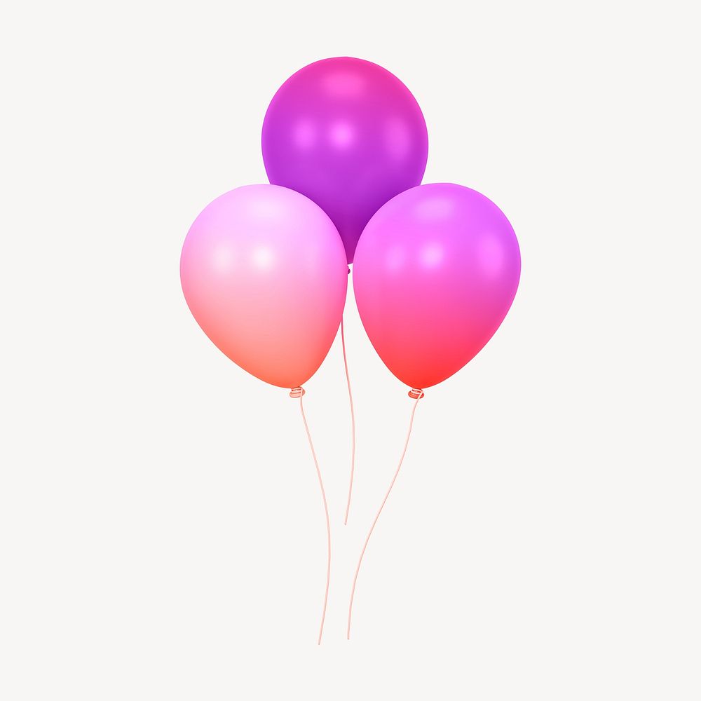 Party balloons icon, 3D gradient design psd