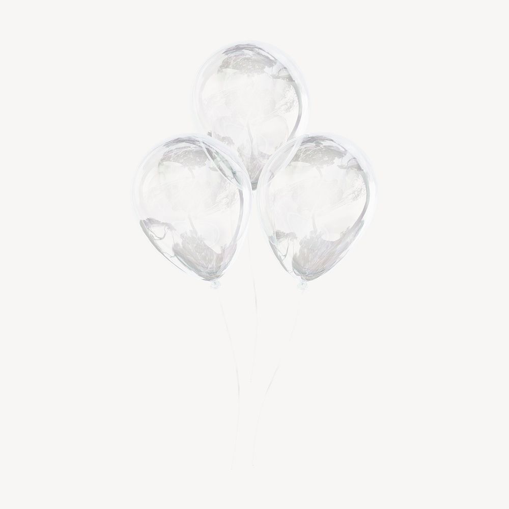 Party balloons icon, 3D crystal glass