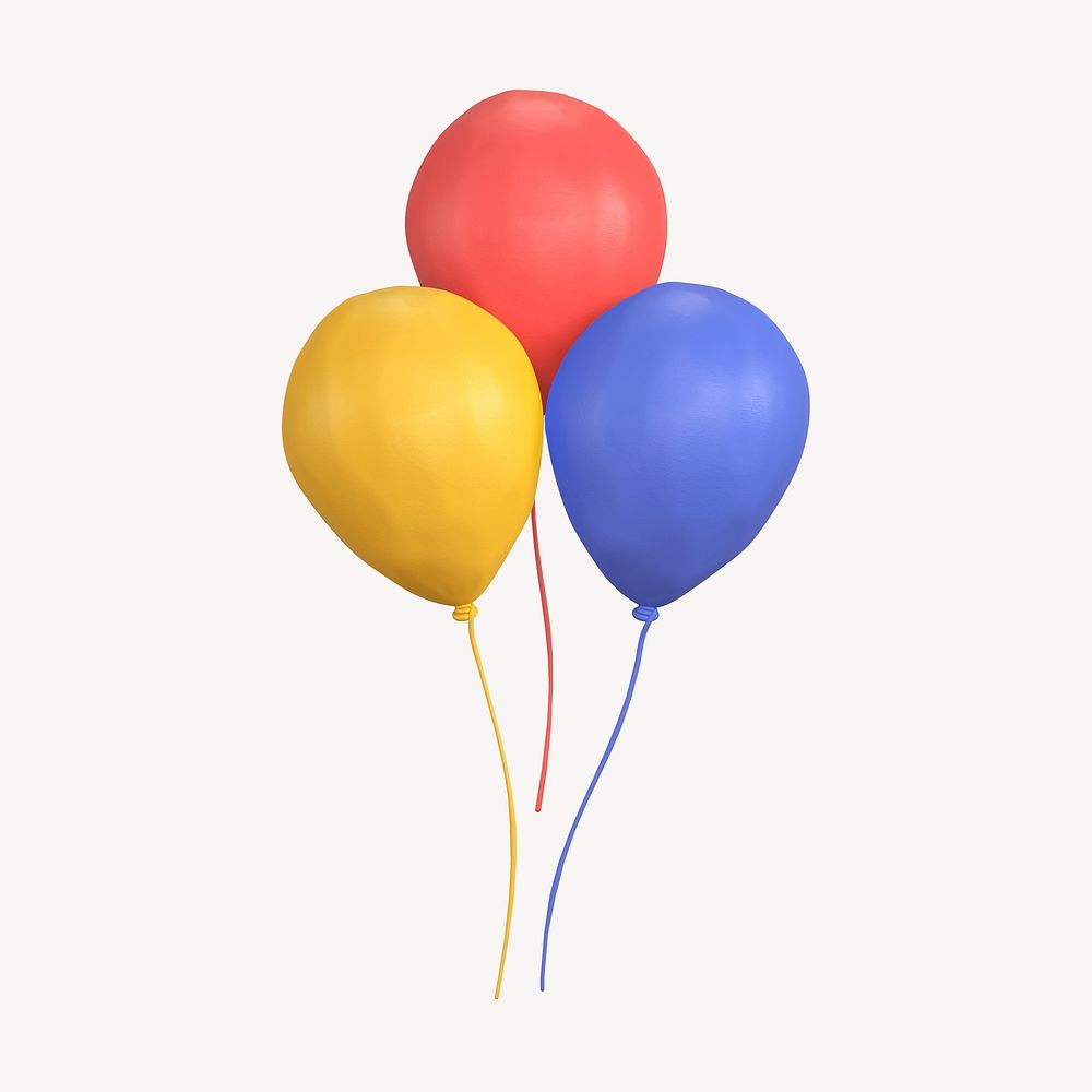 Party balloons icon, 3D clay texture design