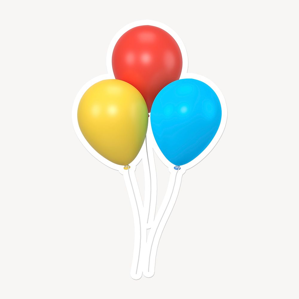 Party balloons, 3D white border design