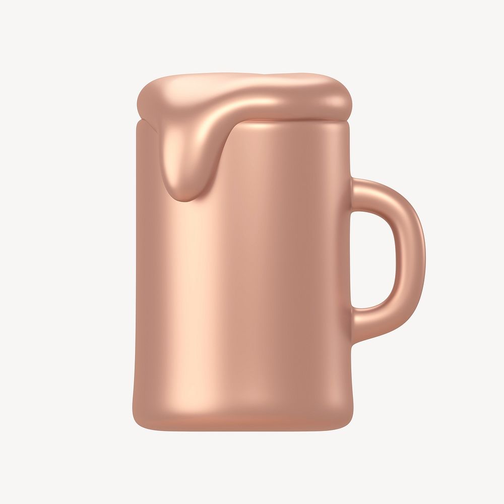 Beer glass icon, 3D rose gold design